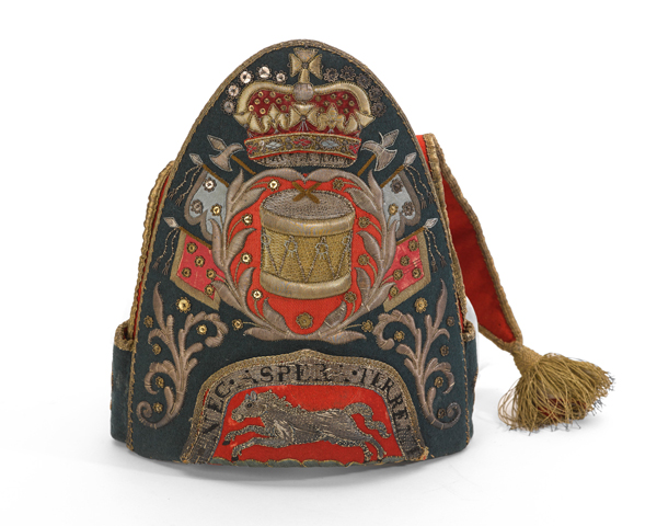 Drummers' mitre cap, 13th Regiment of Dragoons, 1751