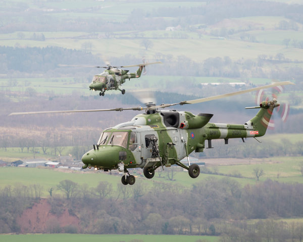 Two AAC Lynx Mk 9A Helicopters in formation, 2015