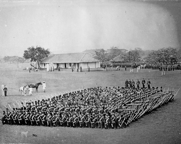 45th (Nottinghamshire) Regiment forming square in drill, India, 1860 