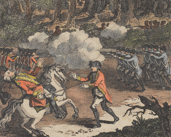 The defeat of General Braddock at Monongahela, 1755