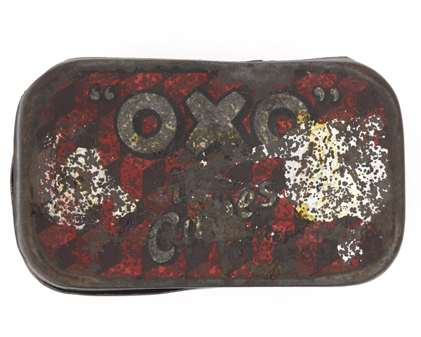 Private Stephen Palmer's Oxo tin that stopped a bullet, c1915