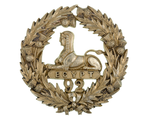 Glengarry badge, 92nd (Gordon Highlanders) Regiment, c1874
