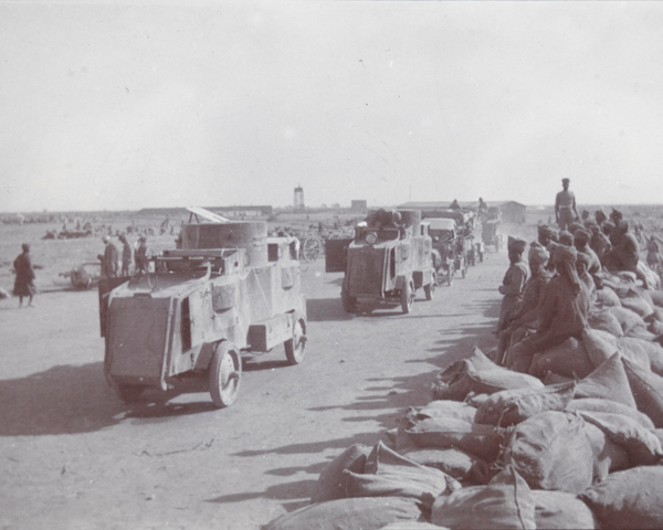 Armoured vehicles of the Seranni Column on reconnaissance, Kaur Bridge, Waziristan, 1919