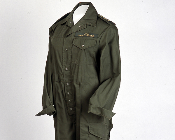 Overalls worn by the Duchess of Kent, colonel-in-chief of the 4th/7th Royal Dragoon Guards, c1990