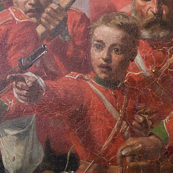 Detail of the drummer boy on the restored painting