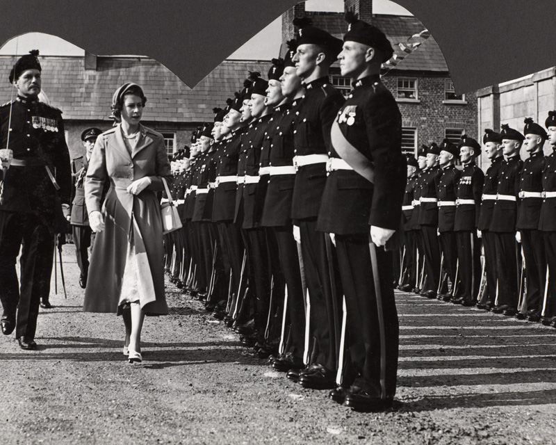 The Queen inspecting the Royal Irish Fusiliers during her Coronation Tour, 1953