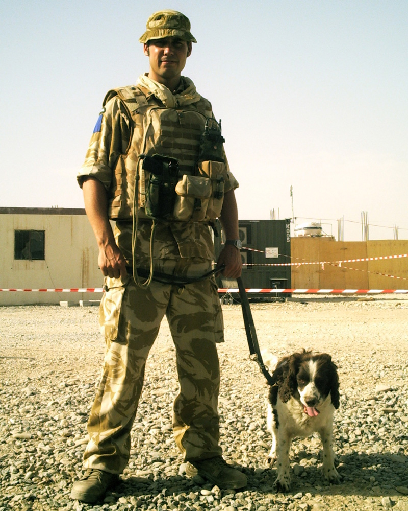 A dog handler with 1st Military Working Dog Regiment, Helmand, 2006