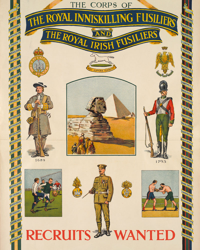 Recruiting poster for the Royal Inniskilling Fusiliers and the Royal Irish Fusiliers, 1925