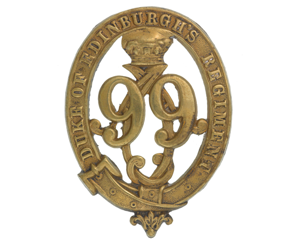 Glengarry badge, other ranks, 99th (Duke of Edinburgh's) Regiment of Foot, c1875