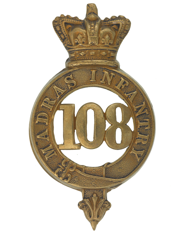 Glengarry badge, other ranks, 108th Regiment of Foot (Madras Infantry), 1874-1881