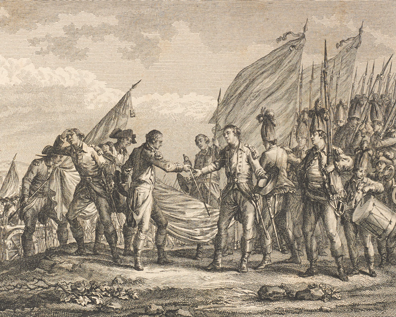 The British surrender at Saratoga, 1777