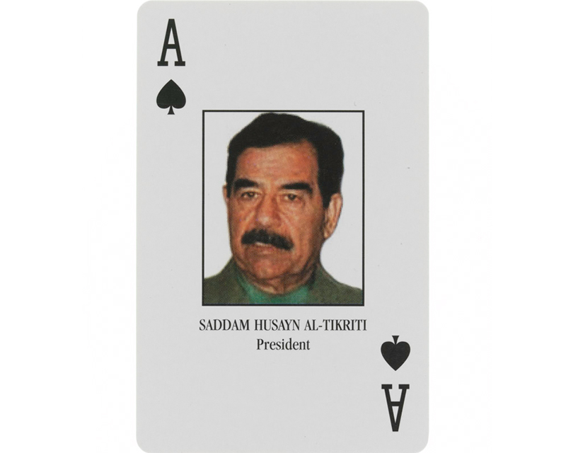 Saddam Hussein, the Ace of Spades in 'Most Wanted Iraqis' playing cards, 2003