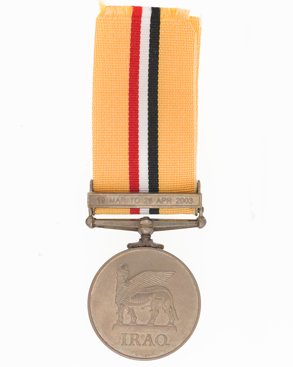 Iraq Medal, with 19 March to 28 April 2003 clasp, awarded to Gunner E D Biudole