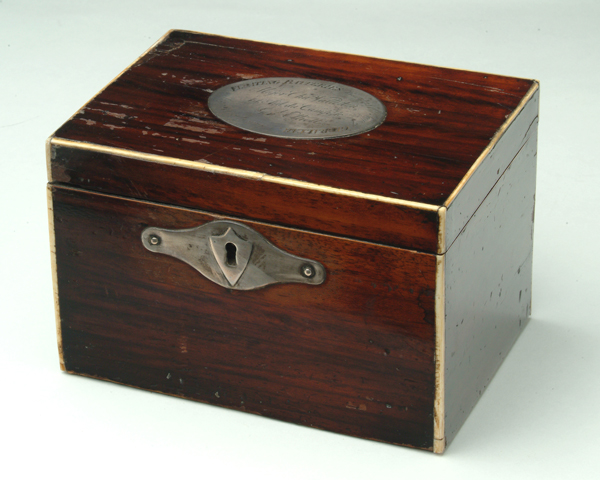 Major Charles Vallotton's tea caddy from the Siege of Gibraltar, c1783