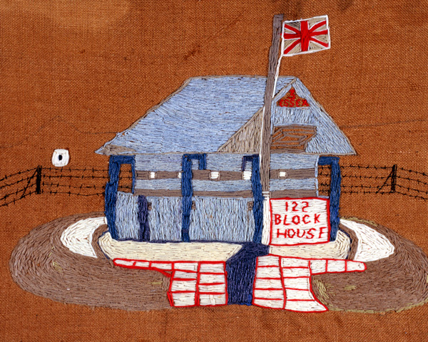 Embroidered blockhouse by a member of The Essex Regiment, 1900