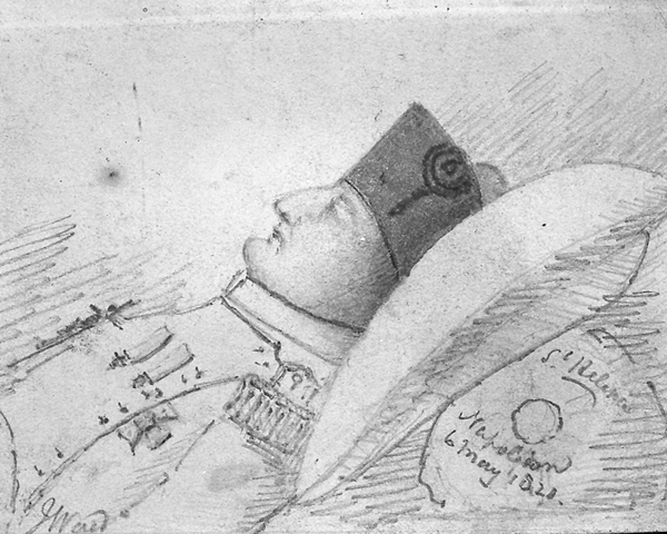 Napoleon on his death bed, sketched by a member of the 66th Regiment, 1821