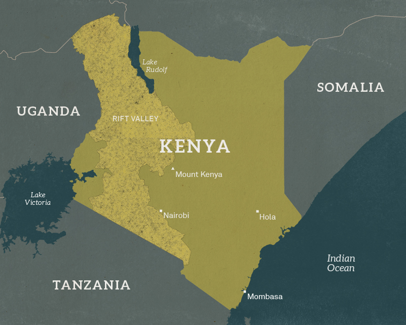 Map of Kenya, 1954