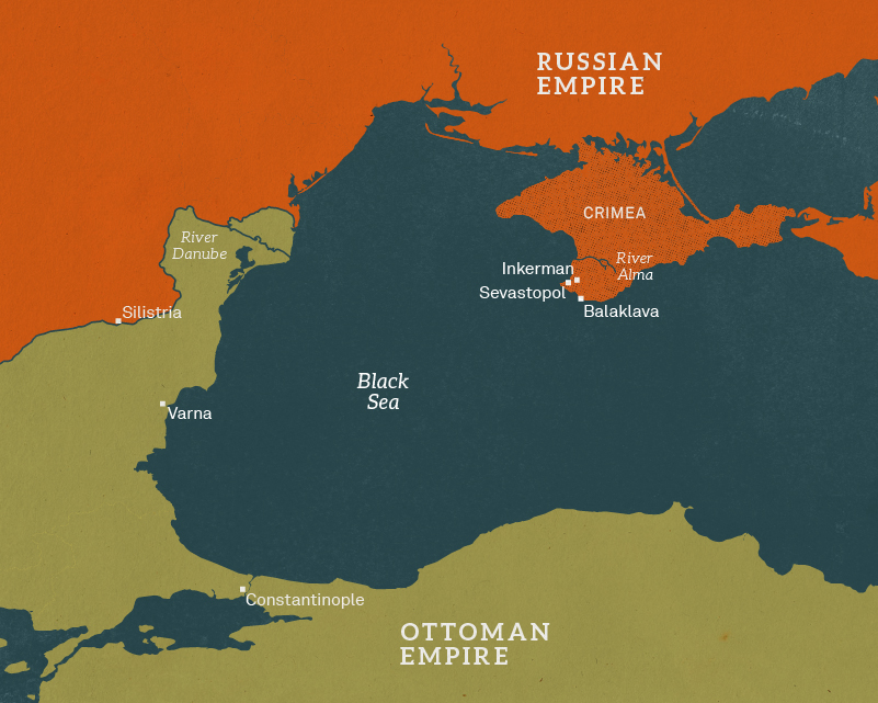 Map of the Crimea and the Black Sea, 1854