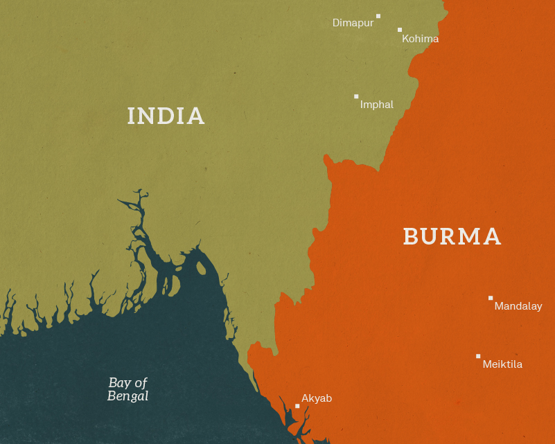Map of India and Burma, 1944