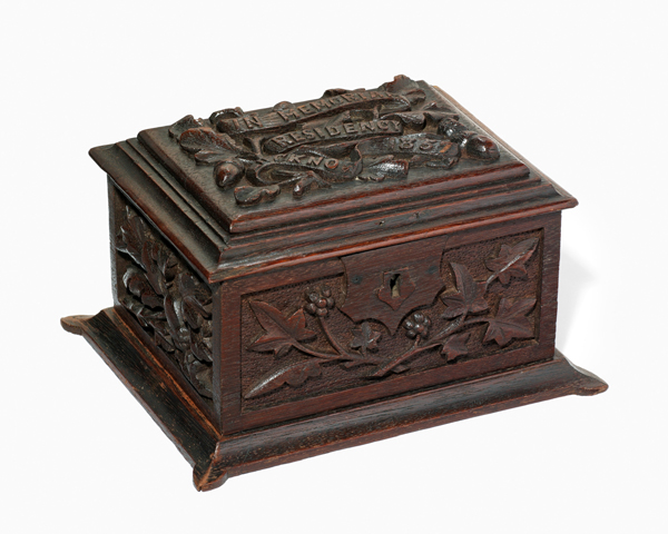 Box made from timber salvaged from the Residency at Lucknow, 32nd (Cornwall) Regiment, 1857