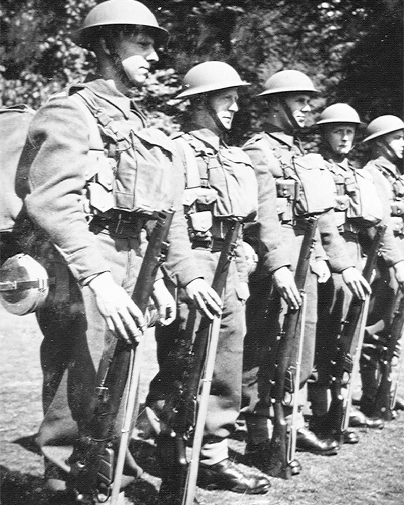 Troops wearing the new battledress and equipment issued to all branches of the army in 1939