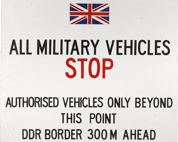 British Army of the Rhine stop sign marking the East German border, c1980s