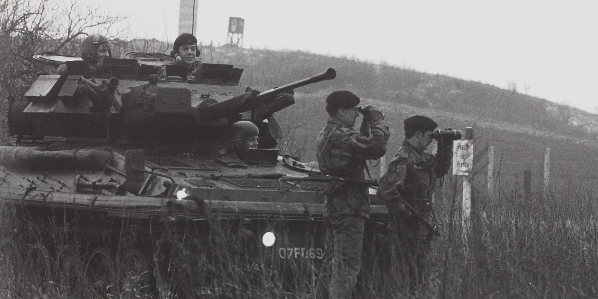 A training patrol of the 16th/5th The Queen’s Royal Lancers visits the Inner German Border, 1979