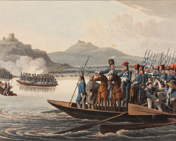 The Allied army crossing the Rhine to invade France, 1813