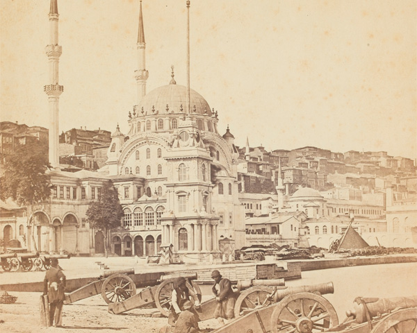 Artillery and Munitions Store, Constantinople (Istanbul), with the Mosque of Kohhanna in the background, c1855