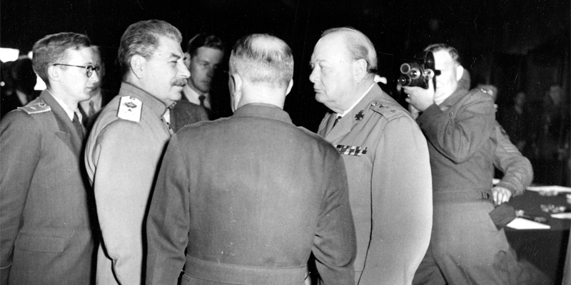 Winston Churchill and Joseph Stalin at the Potsdam Conference, 1945