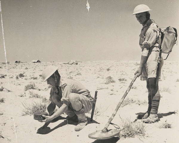 Royal Engineers with a mine detector in the Western Desert, c1942 