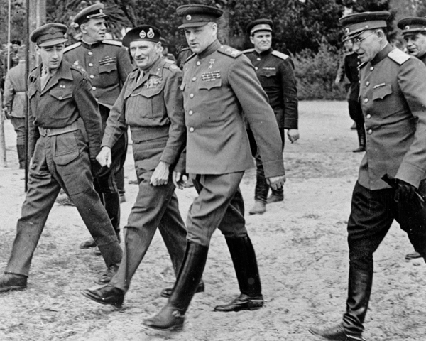 Field Marshal Bernard Montgomery with Marshal Konstantin Rokossovsky, 10 May 1945