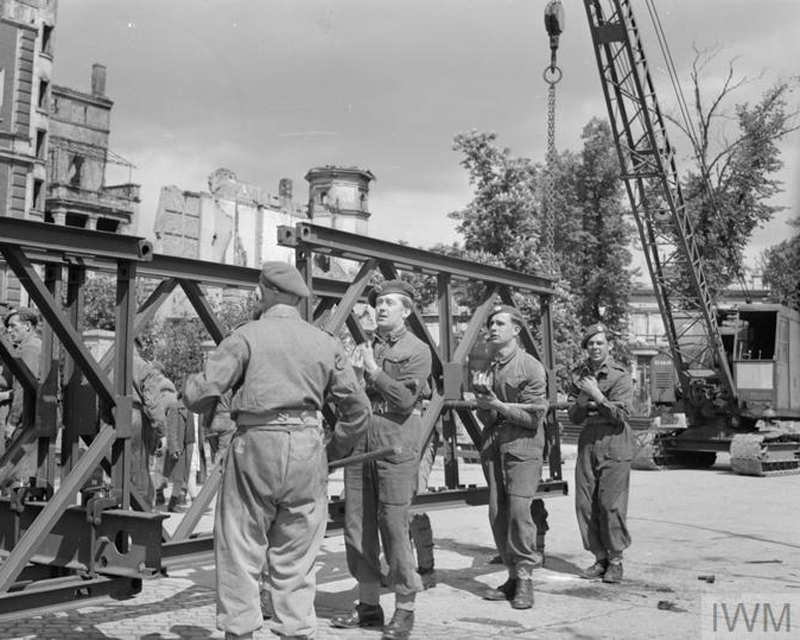 Royal Engineers building a Bailey Bridge in West Berlin to aid the movement of supplies, 1949