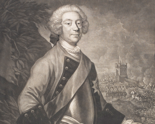 Lieutenant General Sir John Ligonier, who's bravery at Dettingen led King George to make him knight banneret on the field of battle, 1743