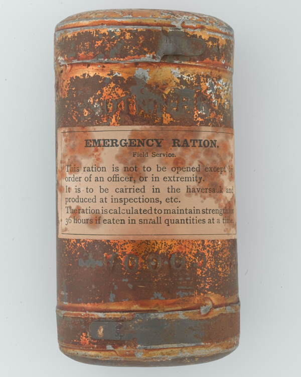 Tin of field service emergency rations, c1900