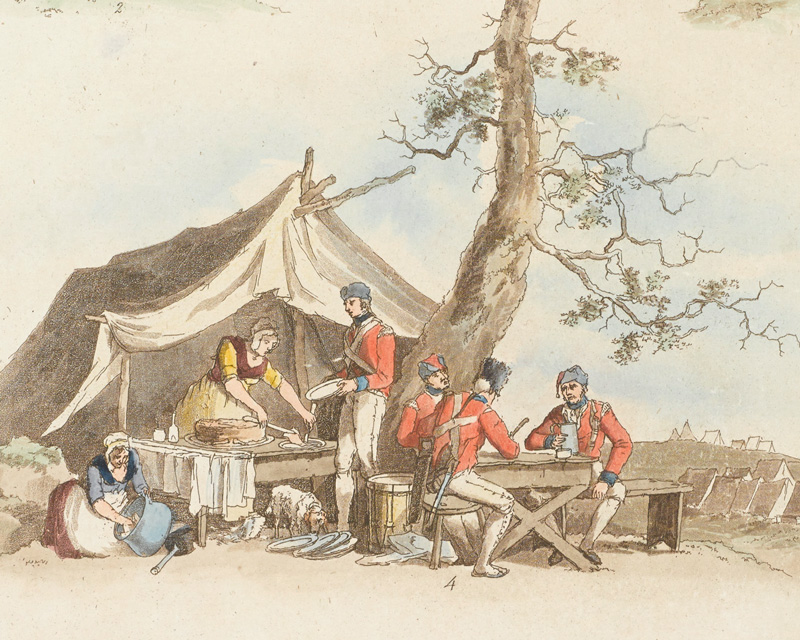 Soldiers eating in camp, c1803