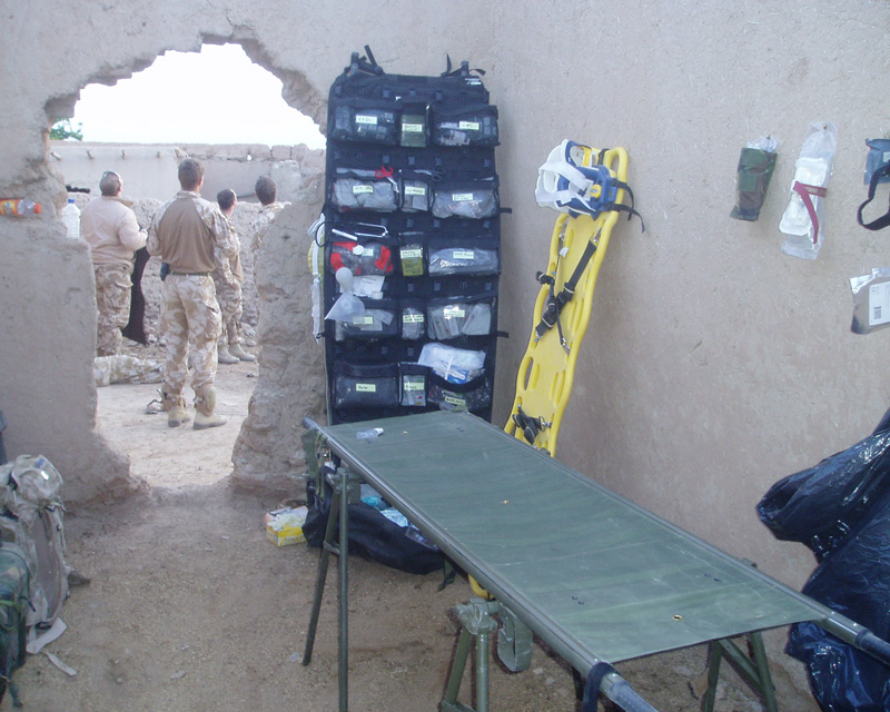 A medical aid post at a Forward Observation Base in Helmand, 2008