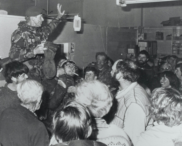 Major General Moore carried aloft by jubilant islanders ,14 June 1982