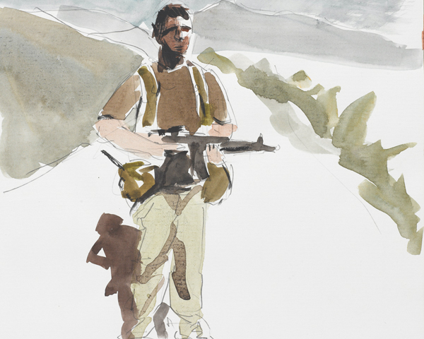 Self-portrait on patrol in the North West Frontier by a member of the Joint Counter-terrorist Training Advisory Team, 2010