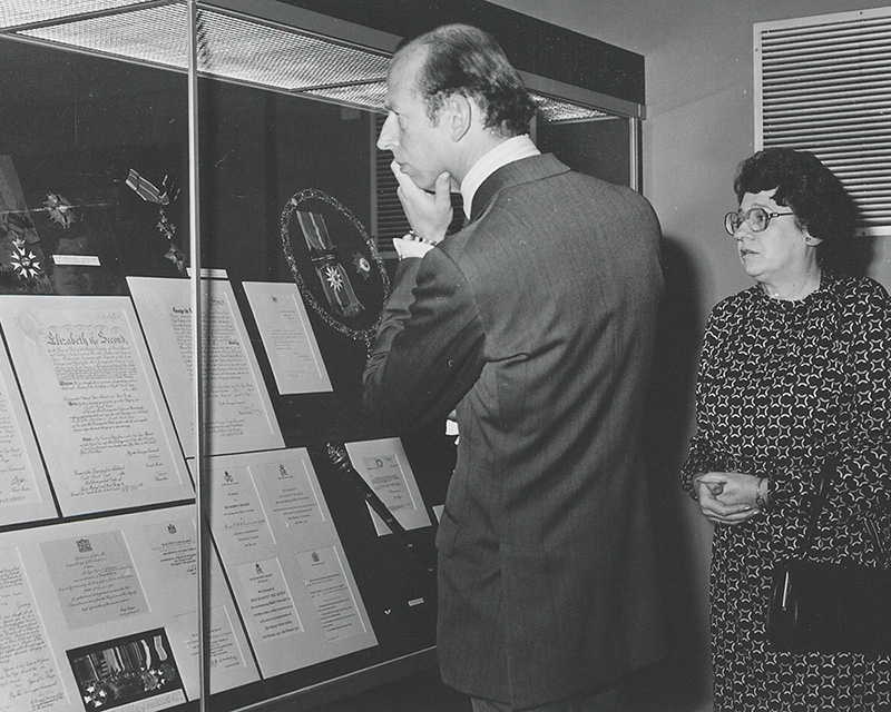 The Duke of Kent visiting the Tiger of Malaya exhibition, 1981
