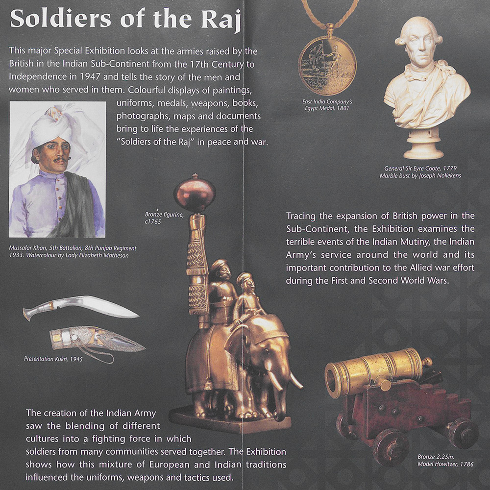 Exhibition leaflet centrefold, Soldiers of the Raj, 1997