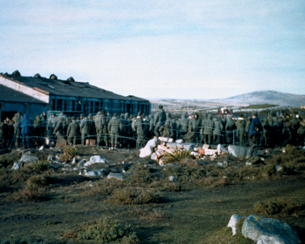 Prisoner of War compound, Ajax Bay, Falkland Islands, 1982