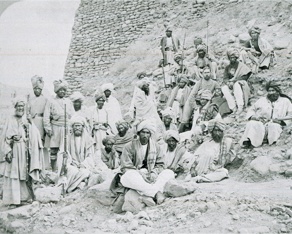 Afridi chiefs, who controlled the Khyber Pass, at Jamrud Fort, c1878