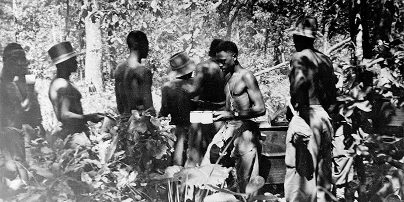 Askaris of 11th East African Division brewing tea in the jungle, Burma, c1944
