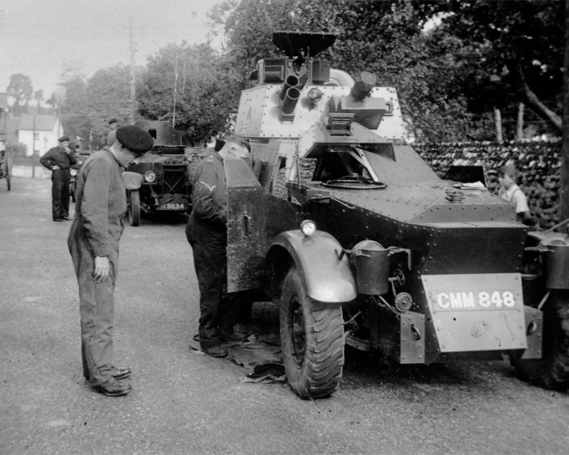 An armoured car of the 12th Lancers at Budleigh camp, 1938