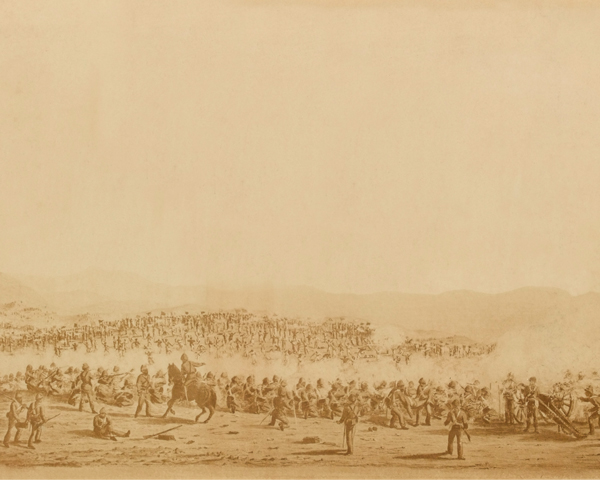 The 59th (2nd Nottinghamshire) Regiment and 3rd Gurkhas in action at Ahmed Khel, 1880