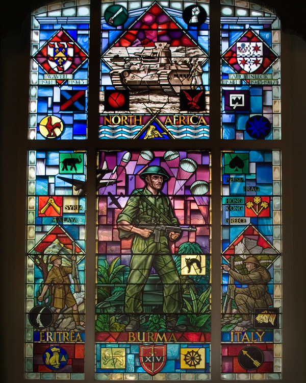 Stained glass window memorial commemorating Indian Army service during the Second World War, 1970
