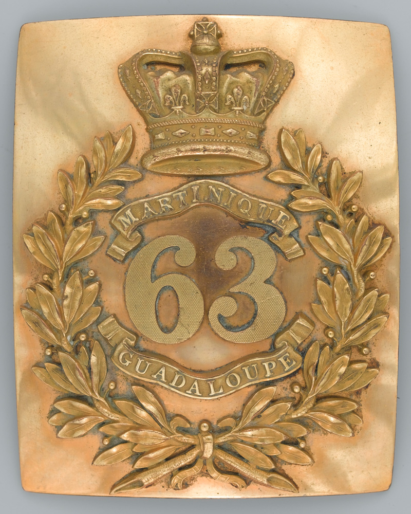 Officer's shoulder belt plate, 63rd (West Suffolk) Regiment of Foot, c1833