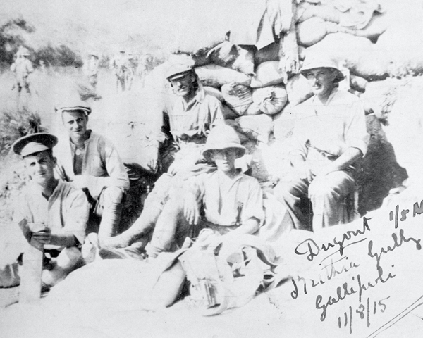 Troops from 1/5th Battalion The Manchester Regiment in Krithia Gully, Gallipoli, August 1915