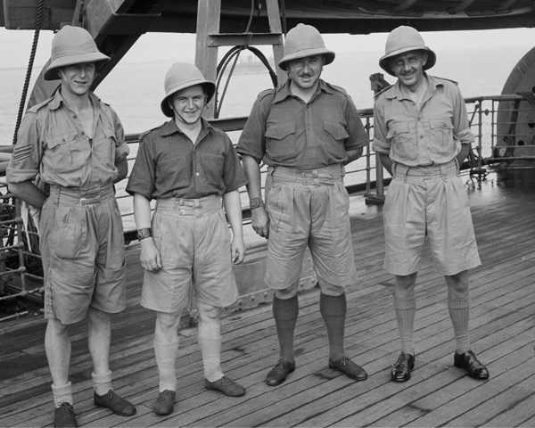 Captain Barrett and non-commissioned officers, 3rd County of London Yeomanry (Sharpshooters), HMT 'Orion', 1941